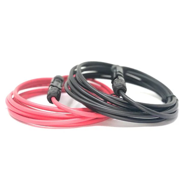 WindyNation 8 Gauge (AWG) Black + Red Solar Panel Extension Cable Wire with Solar Connectors